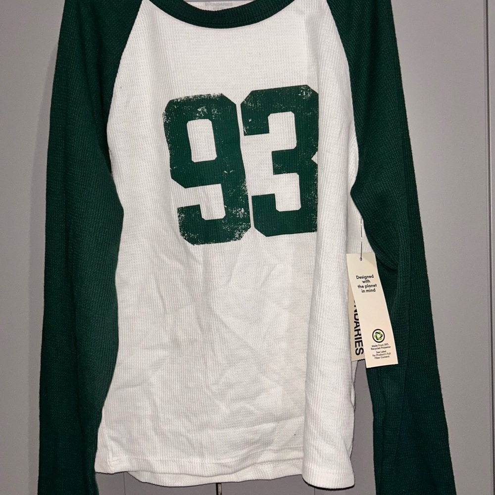 White & Forest Green '93 Raglan Baseball Tee